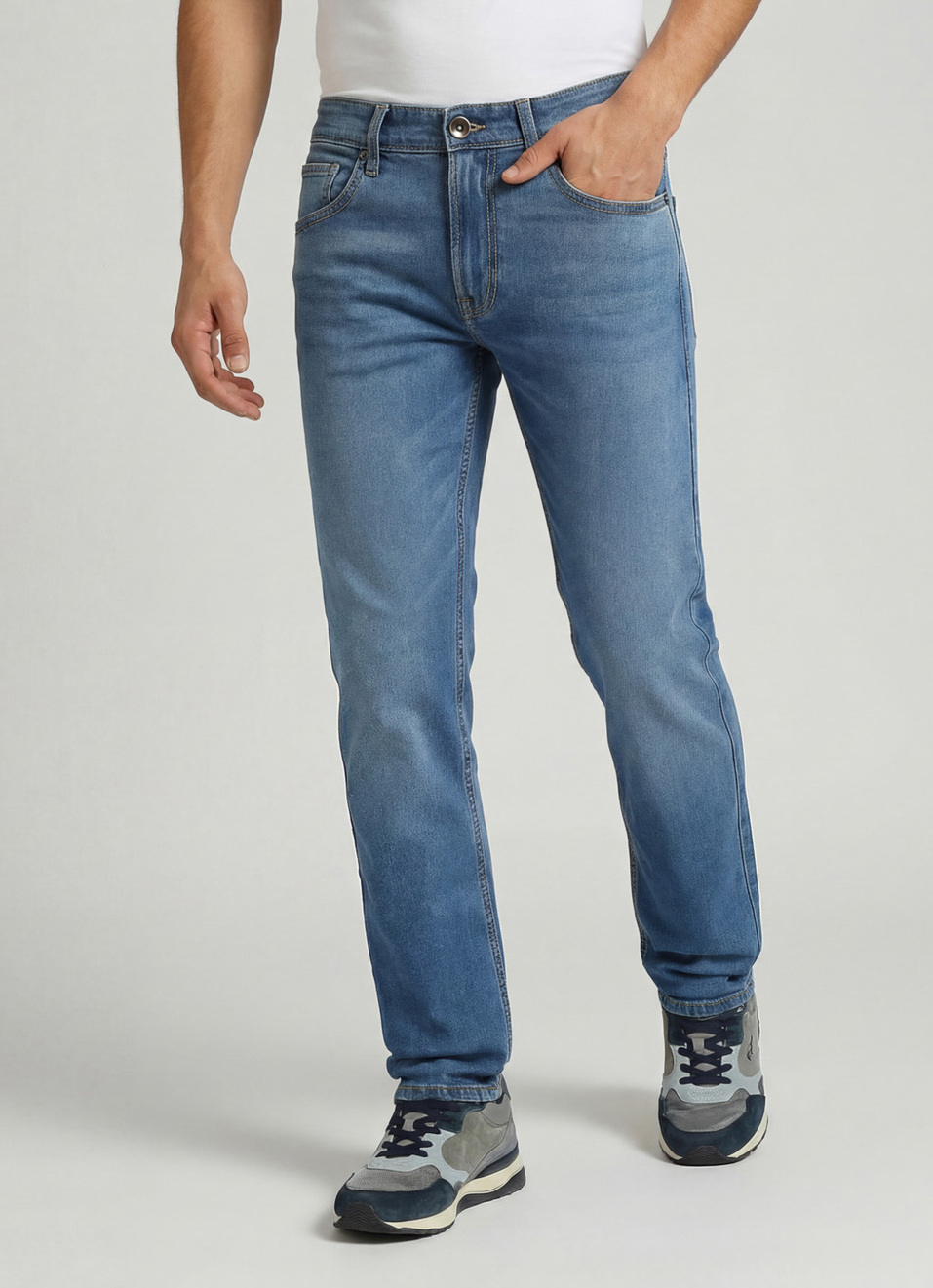 Vapour Ocean Blue Mid Rise Slim Fit Jeans, , large image number 0