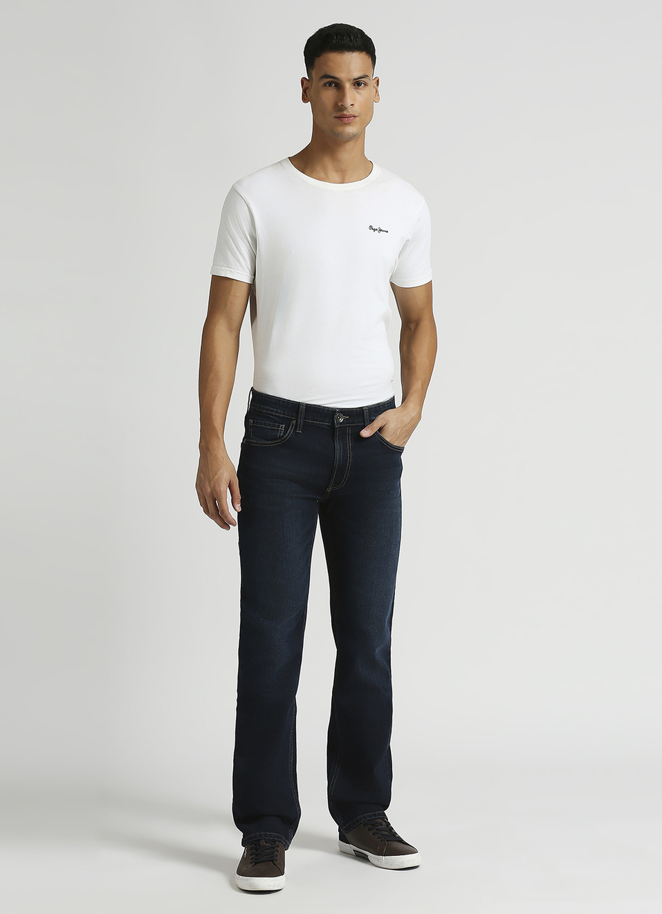 Vapour Dark Blue Mid Rise Slim Fit Jeans, , large image number 1