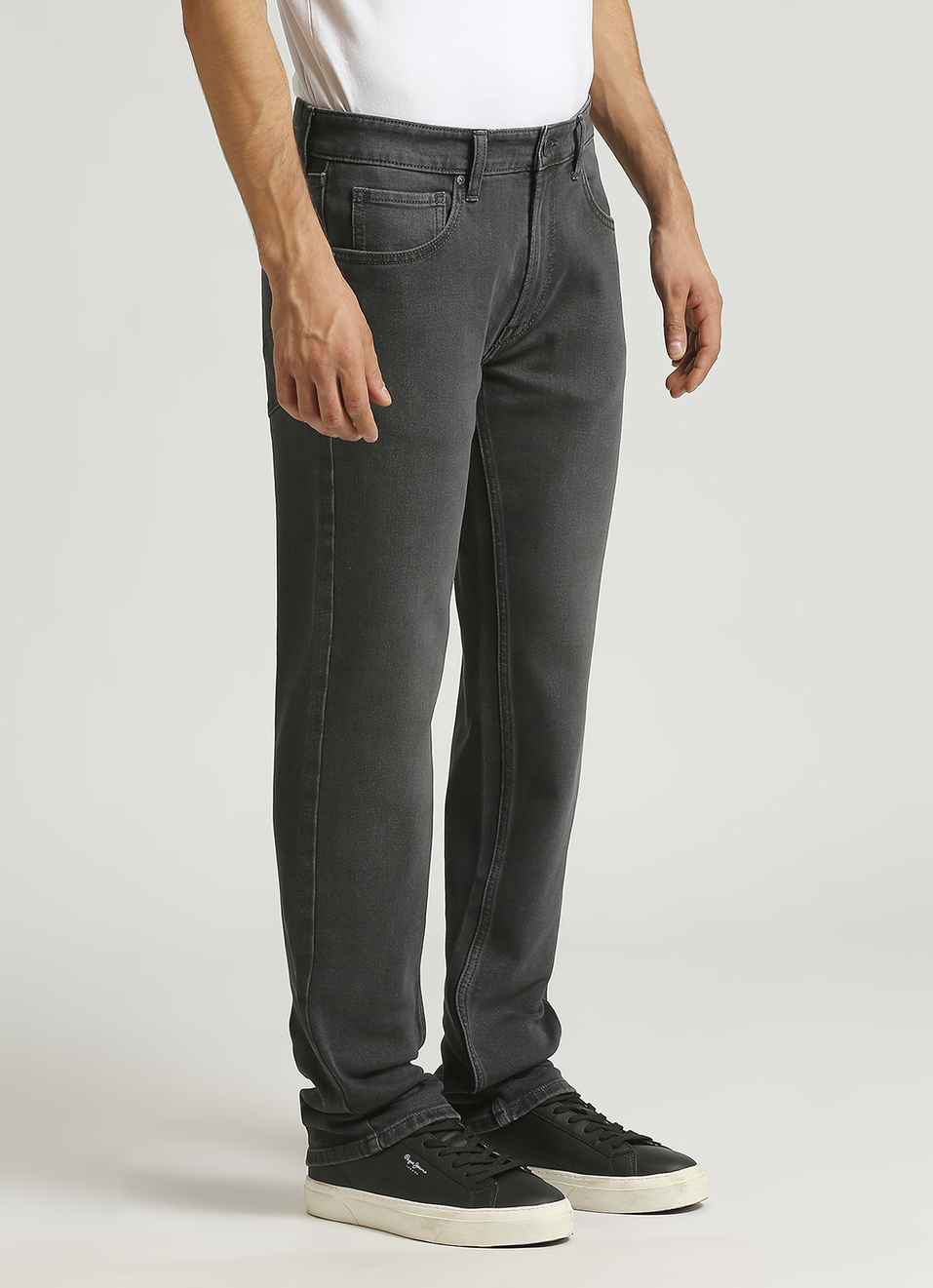 Holborne Grey Mid Rise Straight Fit Jeans, , large image number 6