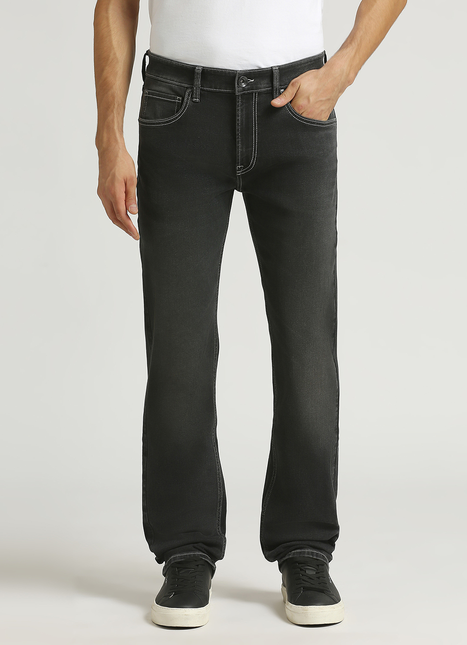 Holborne Black Mid Rise Straight Fit Jeans, , large image number 2