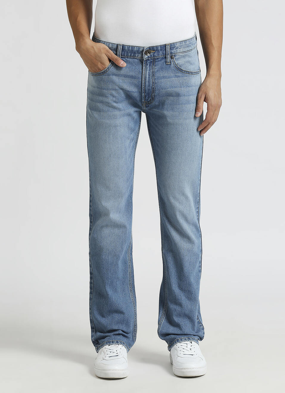 Holborne Ocean Blue Mid Rise Straight Fit Jeans, , large image number 2