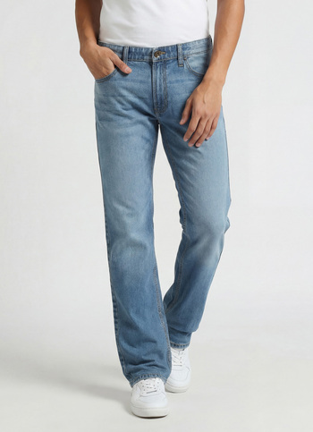 Holborne Ocean Blue Mid Rise Straight Fit Jeans