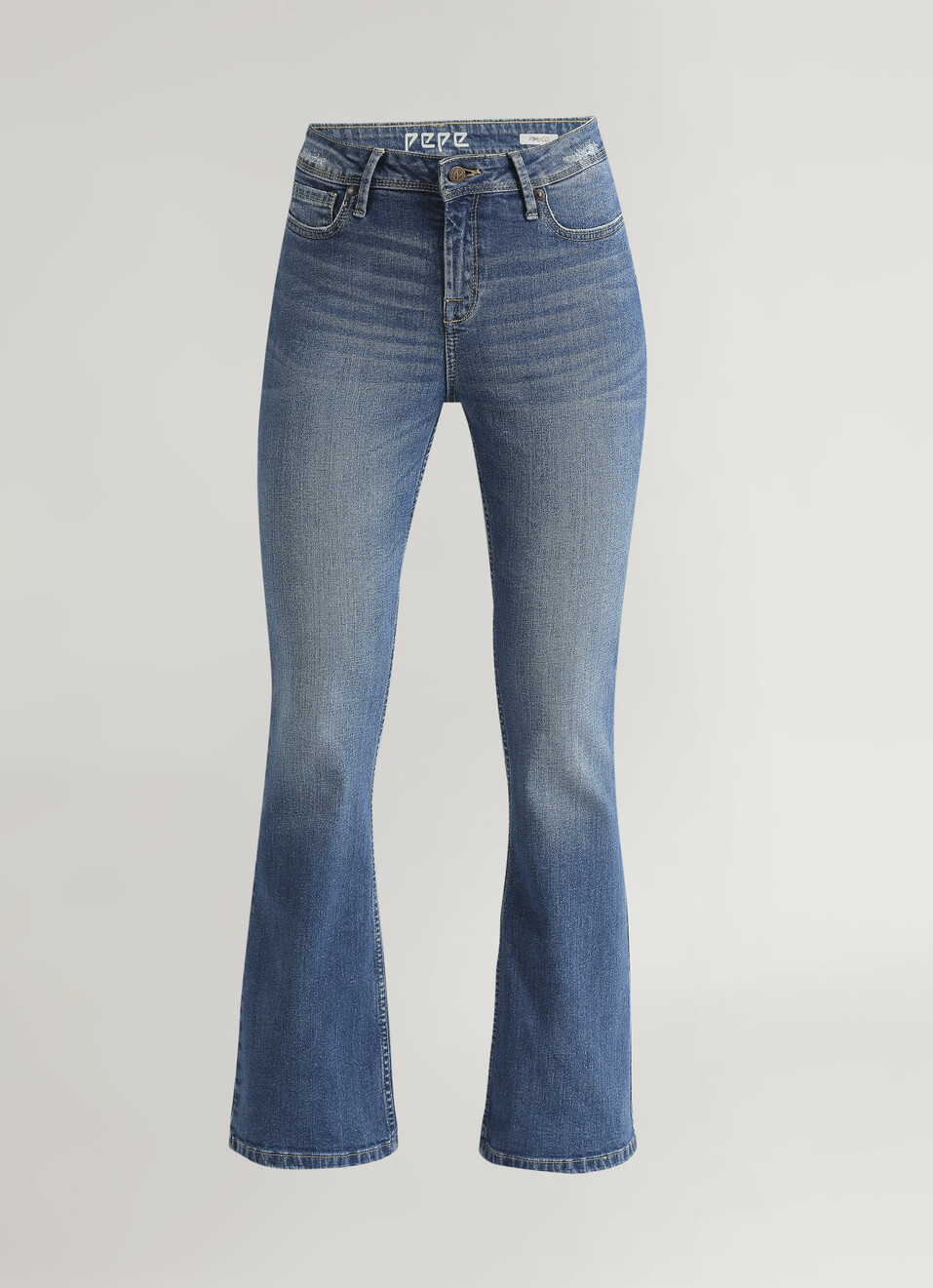 Pimlico Dark Blue Mid Waist Flare Jeans, , large image number 6