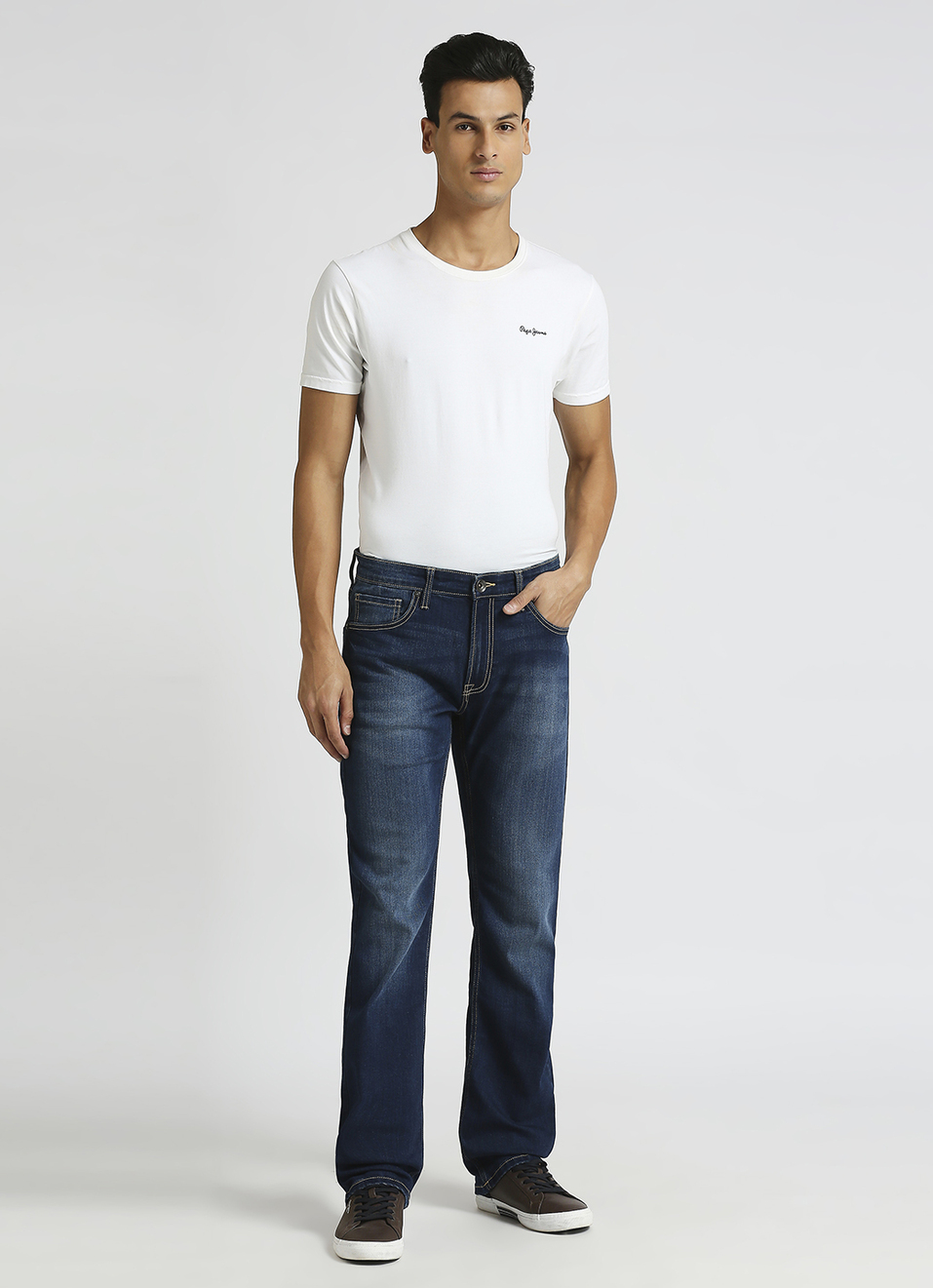 Holborne Dark Blue Mid Rise Straight Fit Jeans, , large image number 1