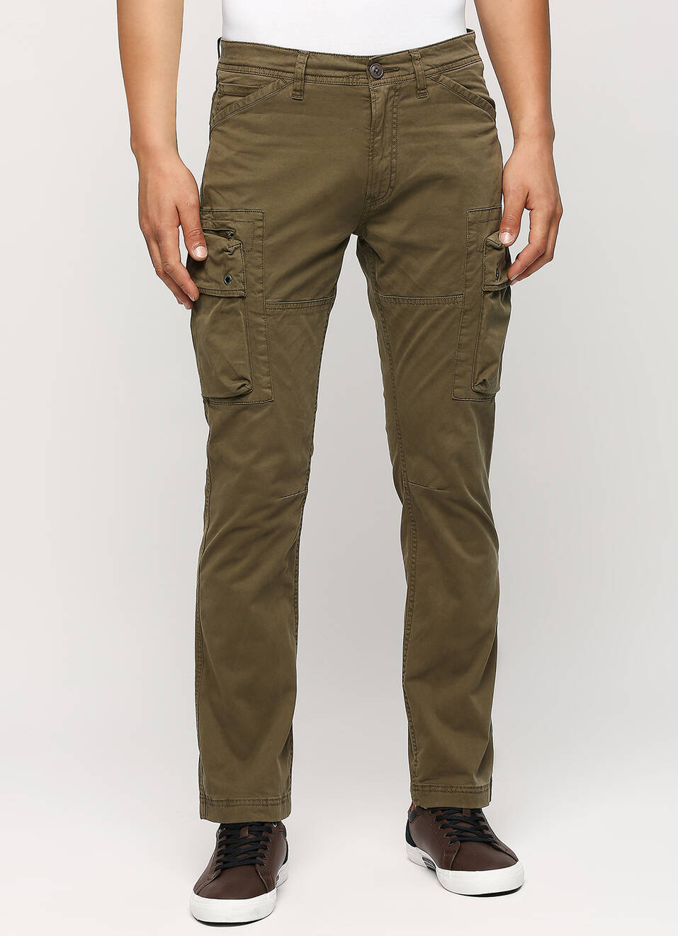 Cash Green Mid Rise Slim Fit Cargo Pants, , large image number 2