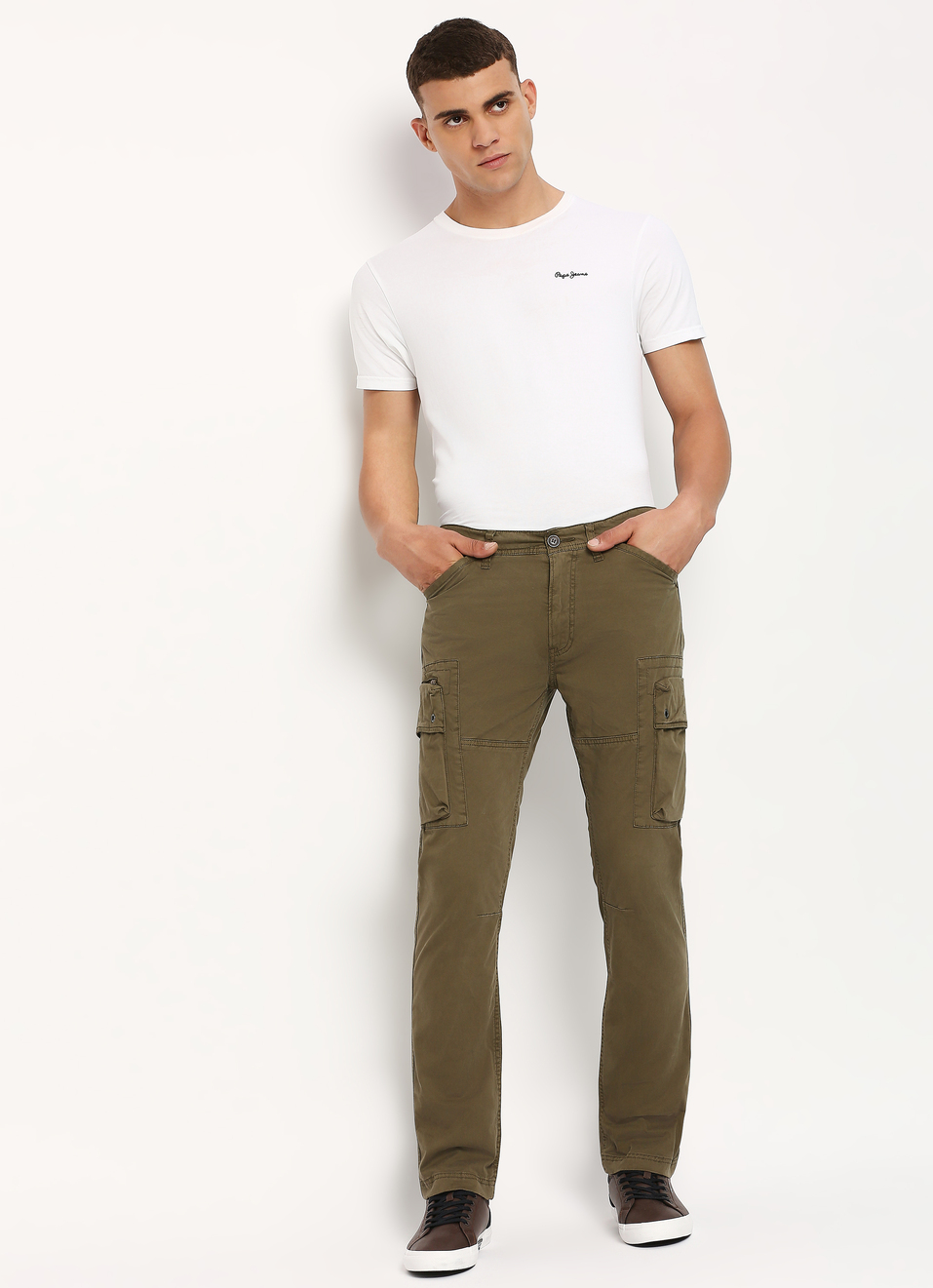 Cash Green Mid Rise Slim Fit Cargo Pants, , large image number 5