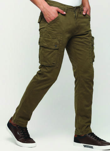 Cash Green Mid Rise Slim Fit Cargo Pants