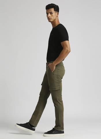Cargo Straight Mid Rise Green Tinted Jeans