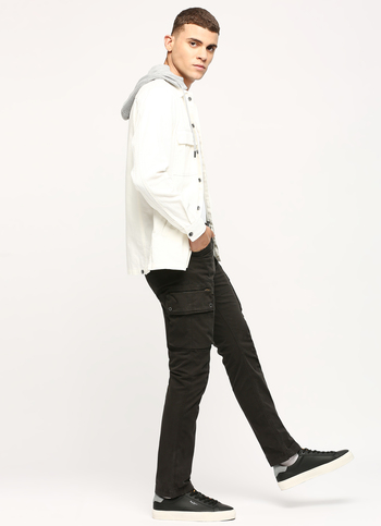 Black Mid Rise Straight Fit Cargo Pants