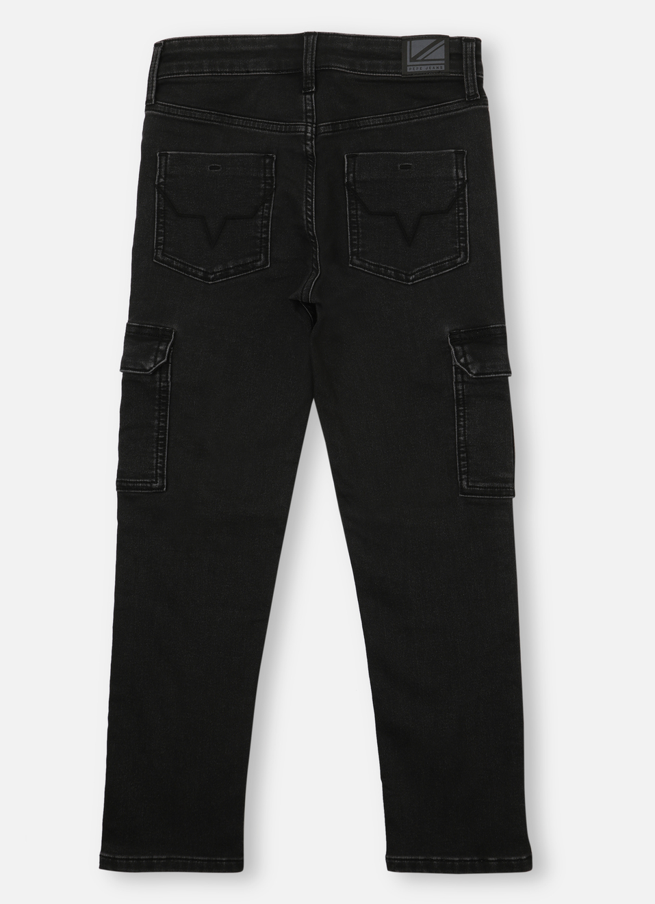 Boys Black Mid Waist Gymindigo Cargo Jeans, , large image number 1