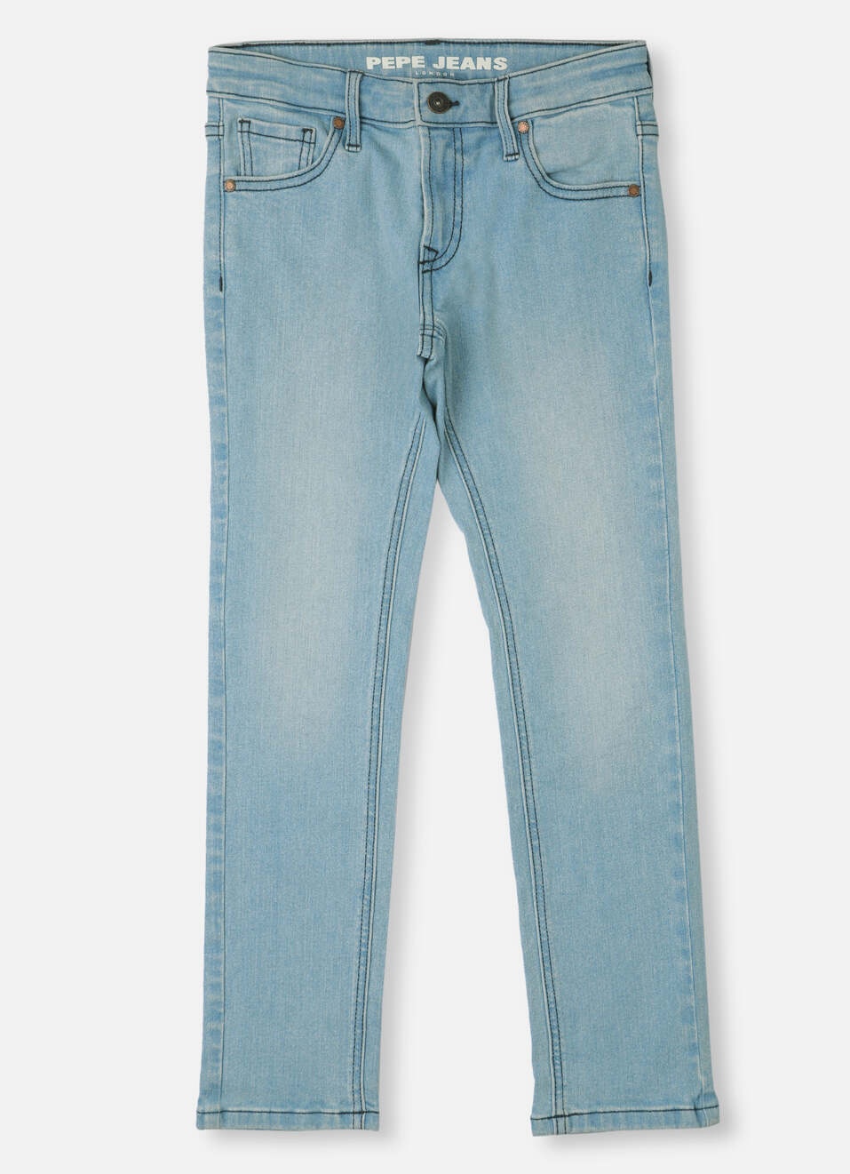 Boys Rivet Blue Mid Waist Straight Jeans, , large image number 0