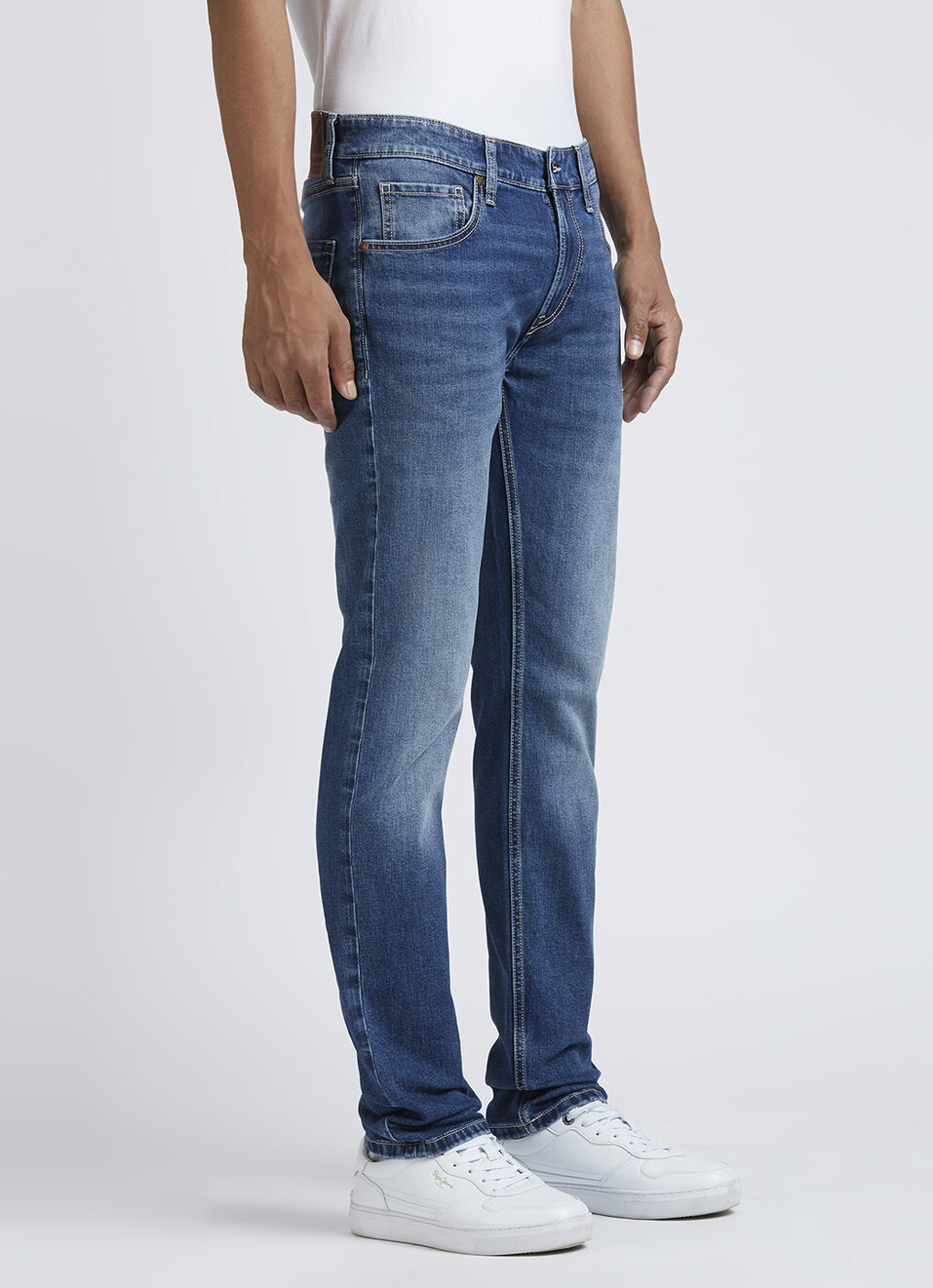 Vapour Blue Mid Rise Slim Jeans, , large image number 5