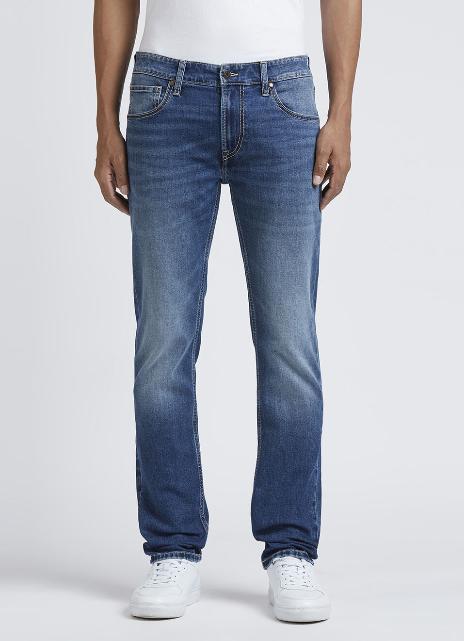 Vapour Blue Mid Rise Slim Jeans, , large image number 6
