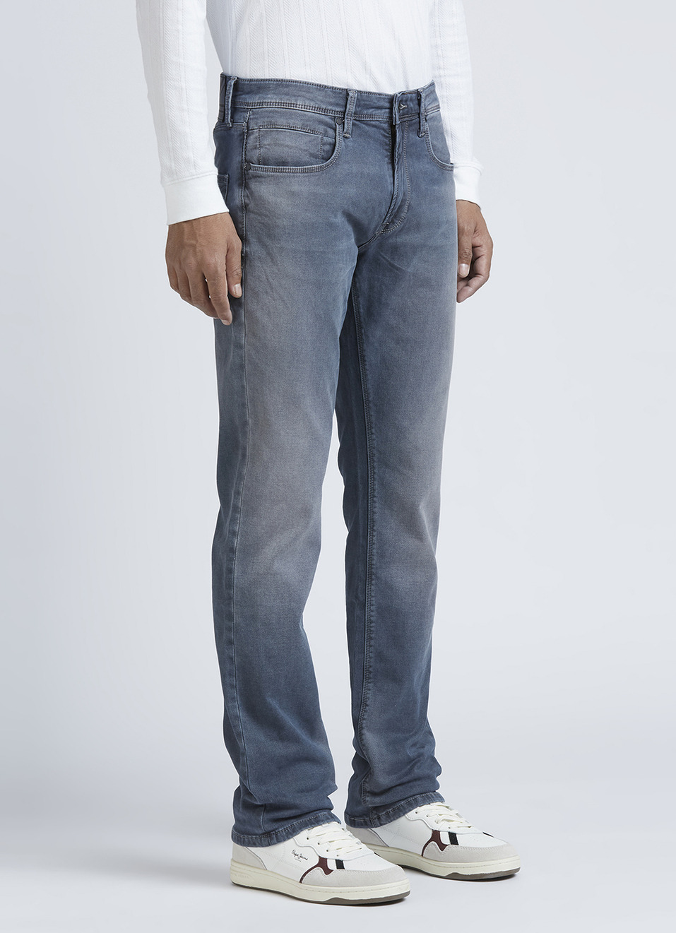 Holborne Grey Mid Rise Straight Jeans, , large image number 5