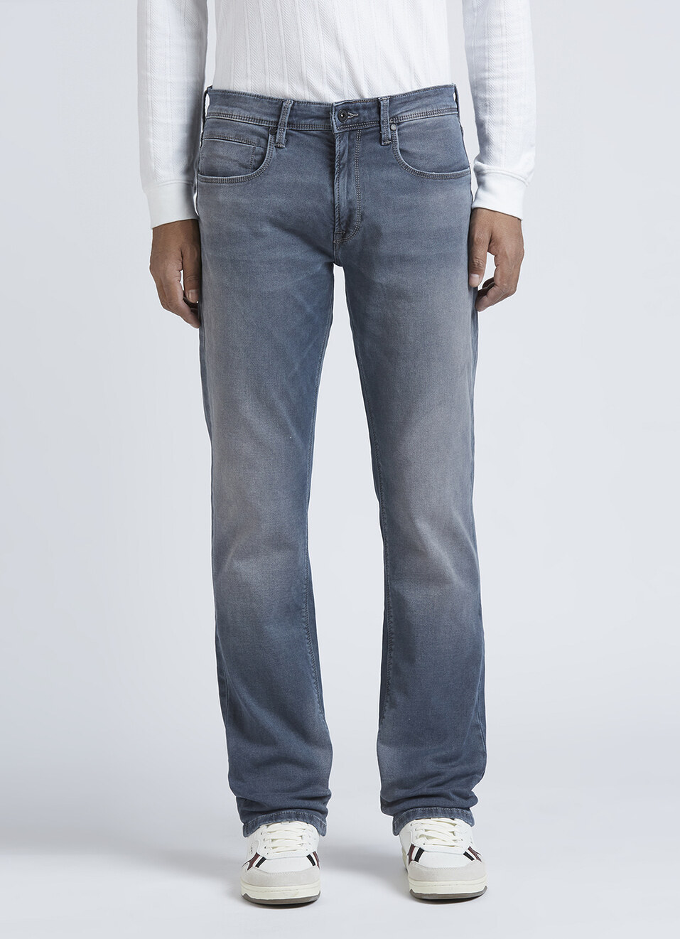 Holborne Grey Mid Rise Straight Jeans, , large image number 6