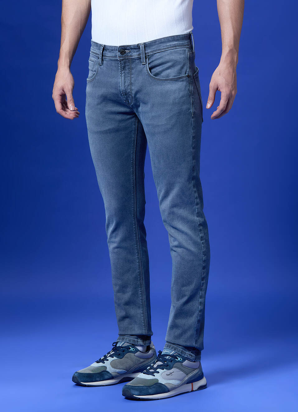 Danial Grey Low Rise Tapered Jeans, , large image number 5