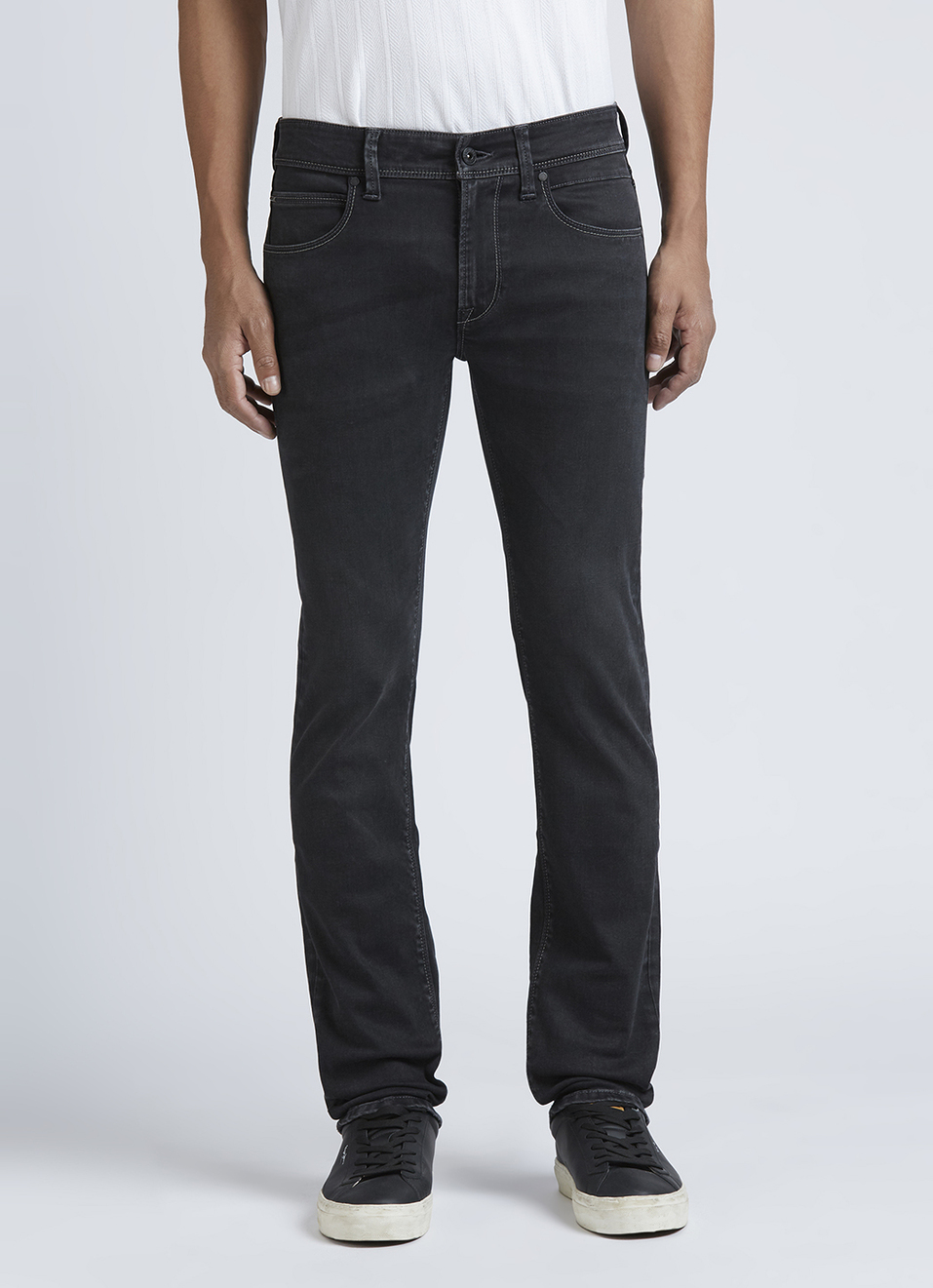 Vapour Black Mid Rise Slim Powerflex Jeans, , large image number 2