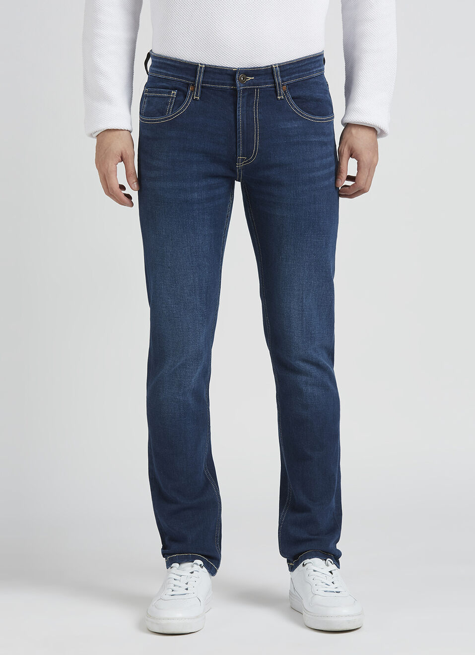Danial Blue Low Rise Tapered Jeans, , large image number 1