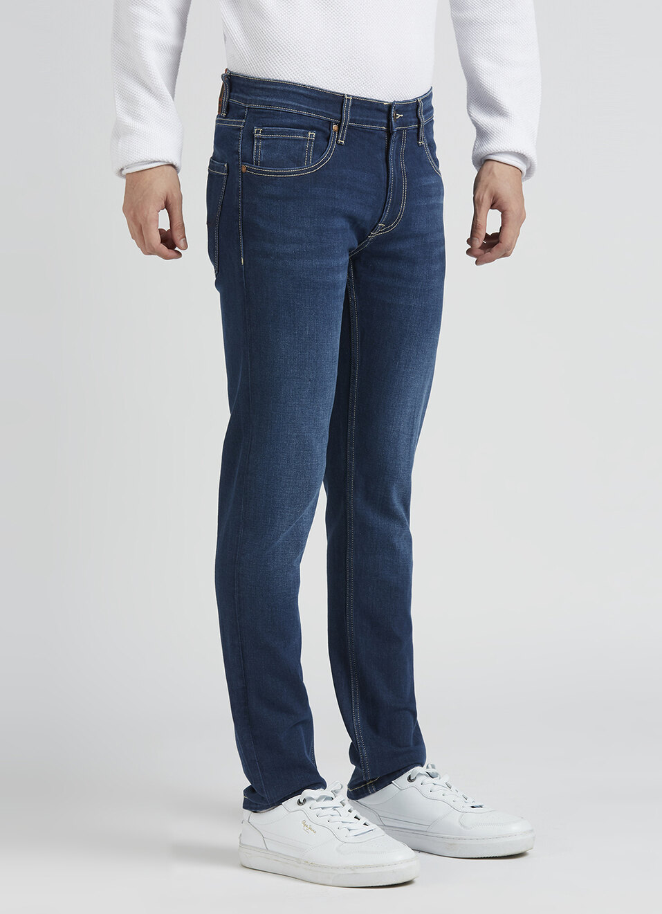 Danial Blue Low Rise Tapered Jeans, , large image number 4