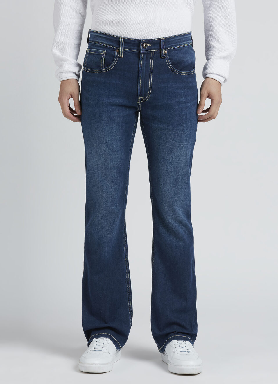 Blue Mid Rise Bootcut Jeans, , large image number 1