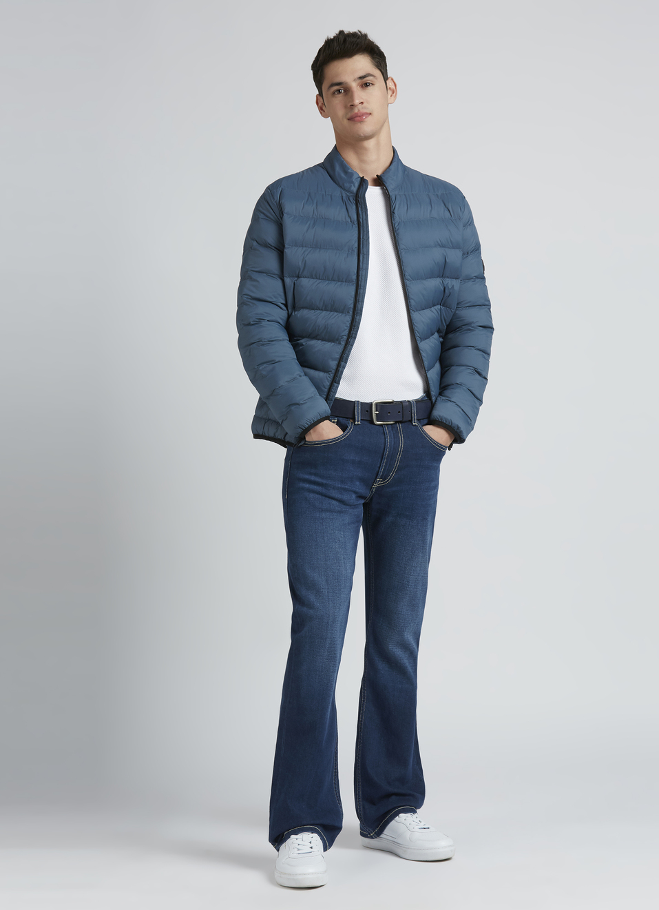 Blue Mid Rise Bootcut Jeans, , large image number 0