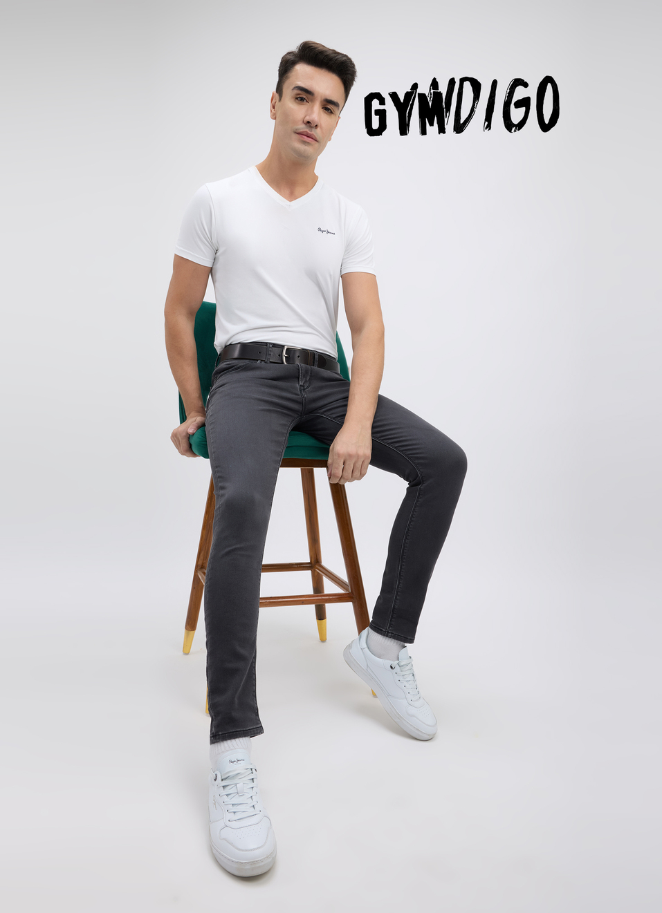 Men Black Mid Rise Tapered Gymindigo Jeans, , large image number 0