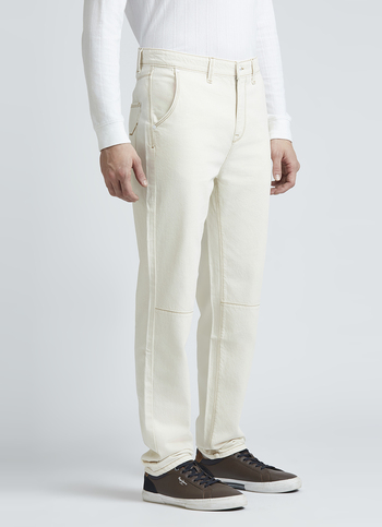 Ecru Mid Rise Straight Cargo Jeans