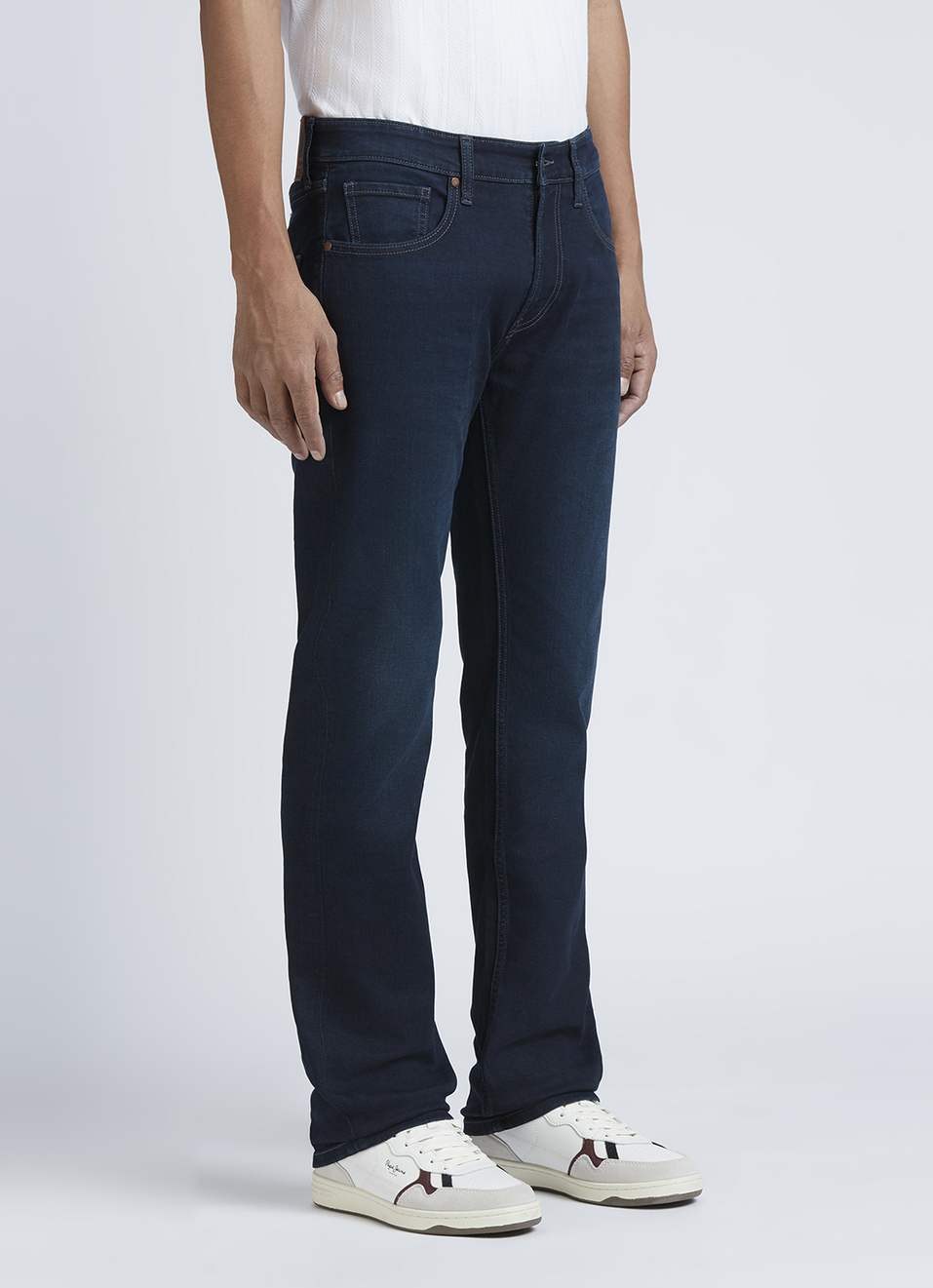 Holborne Blue Mid Rise Straight Jeans, , large image number 4