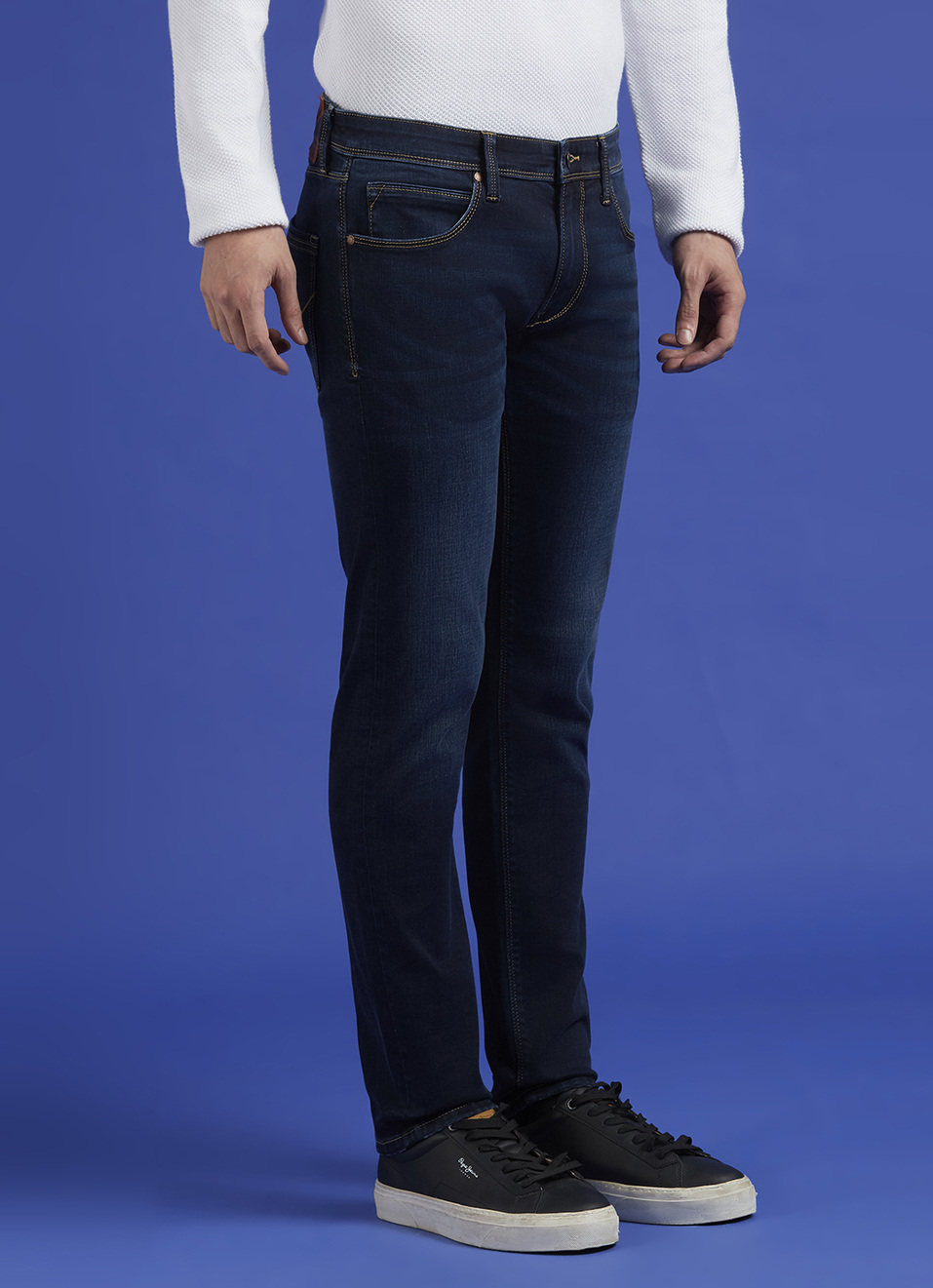 Danial Blue Low Rise Tapered Jeans, , large image number 5