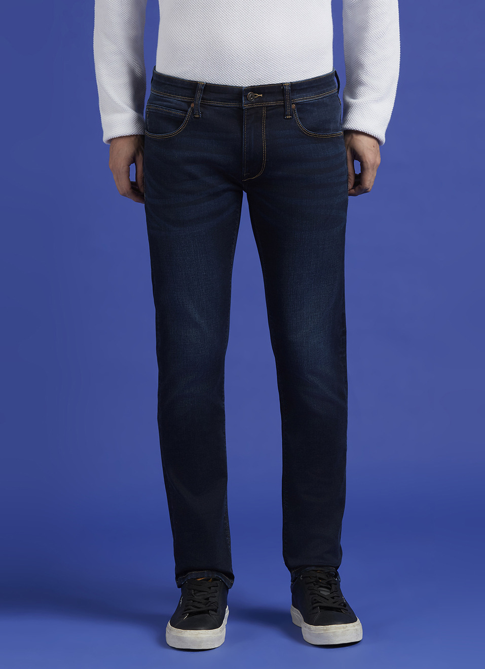 Danial Blue Low Rise Tapered Jeans, , large image number 6