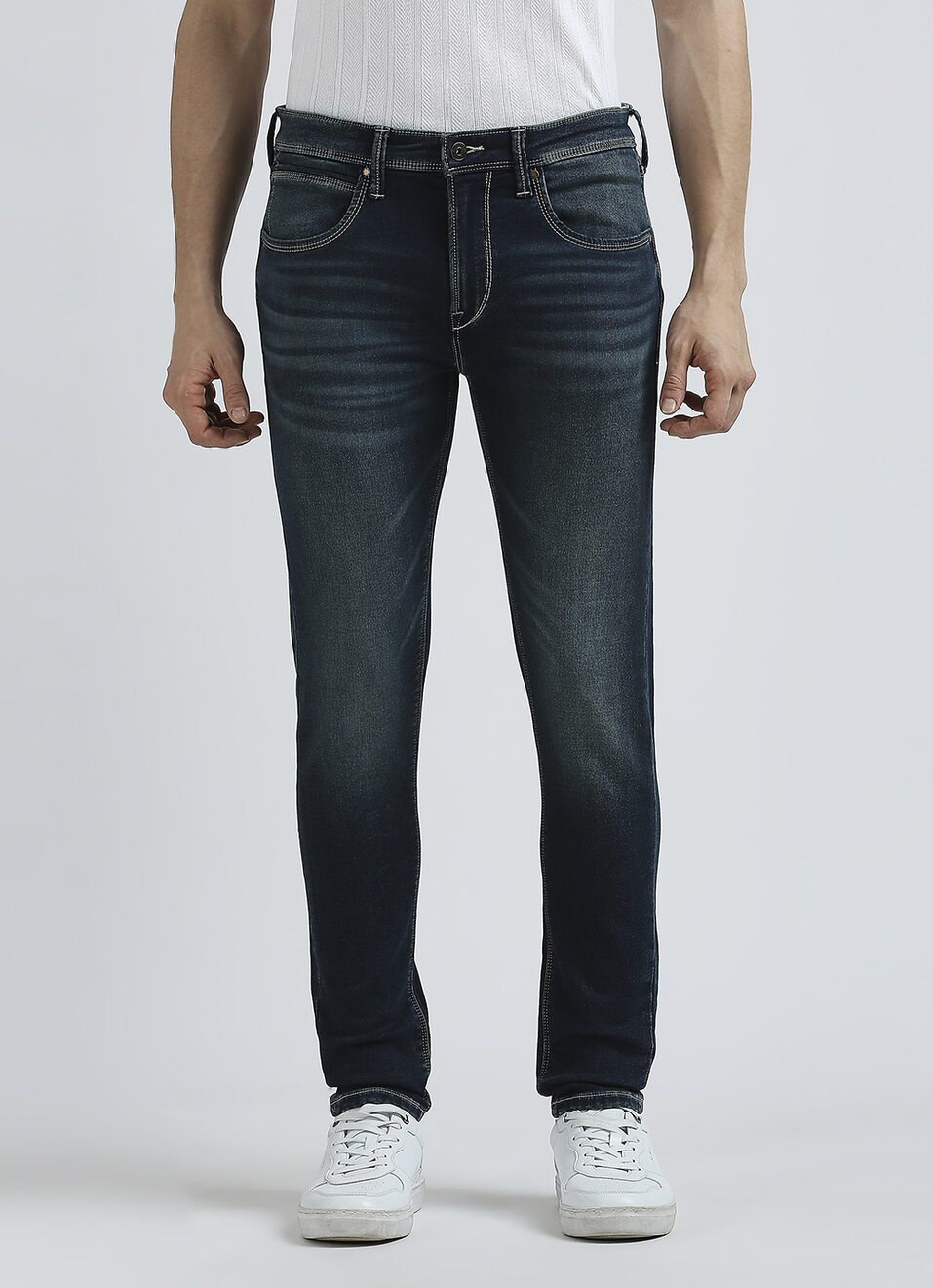Chinox Blue Mid Rise Tapered Gymindigo Jeans, , large image number 2