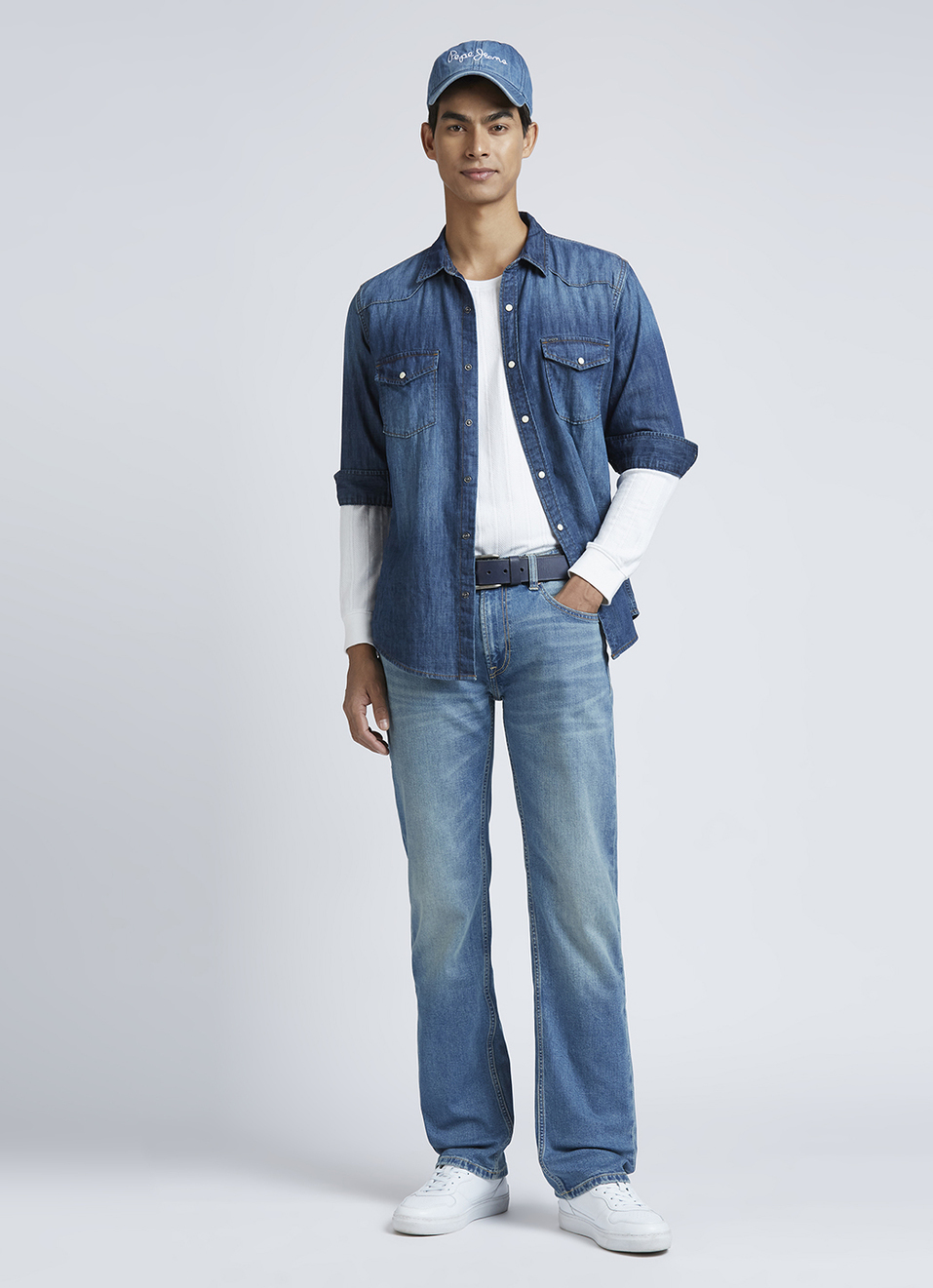 Holborne Blue Mid Rise Straight Jeans, , large image number 1