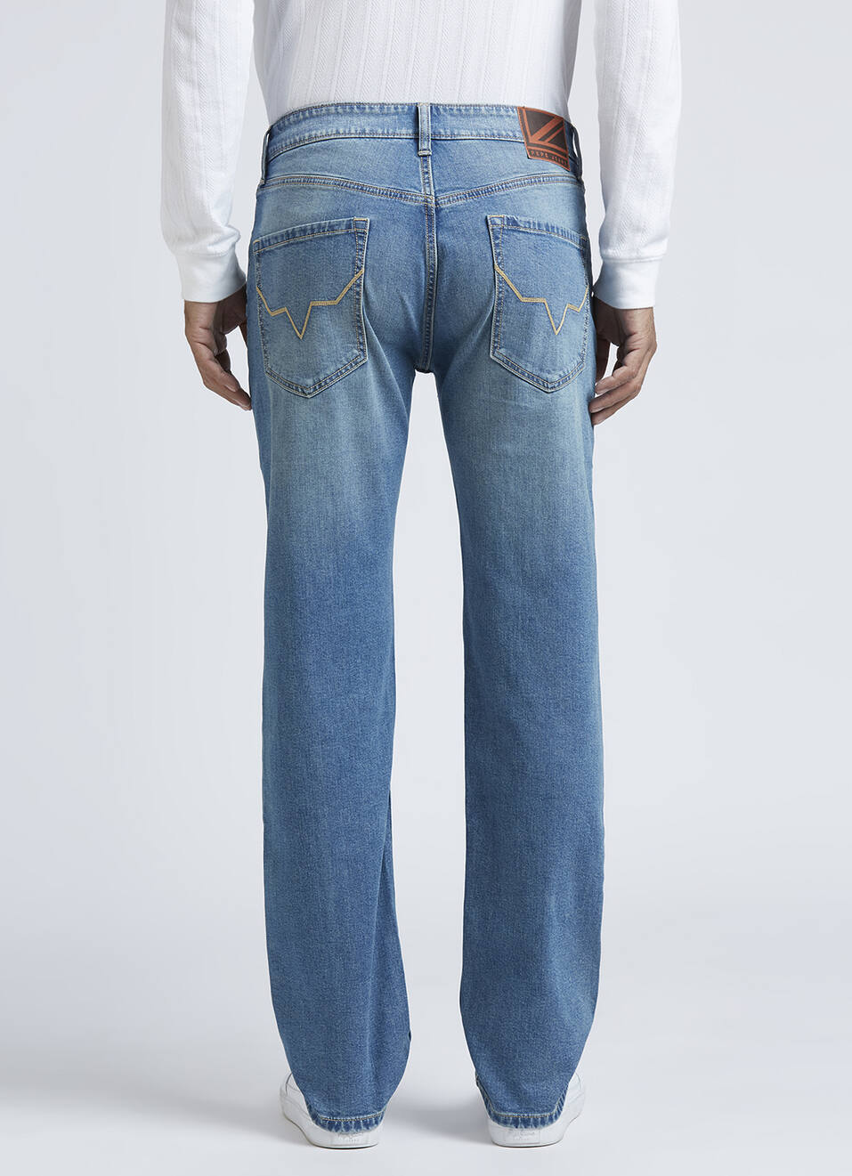 Holborne Blue Mid Rise Straight Jeans, , large image number 3