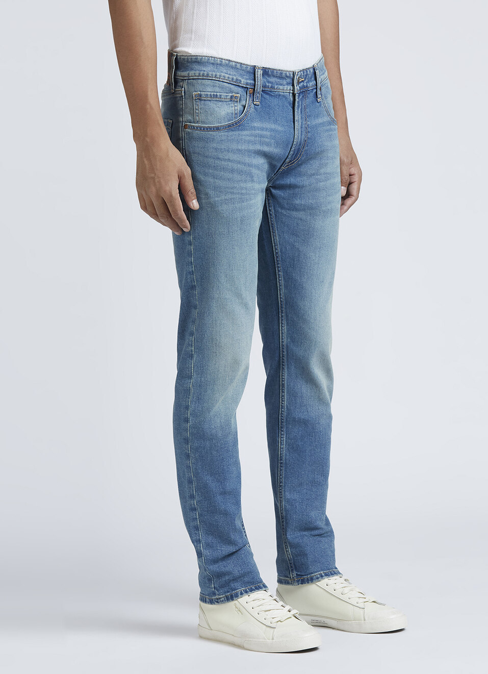 Danial Blue Low Rise Tapered Jeans, , large image number 4