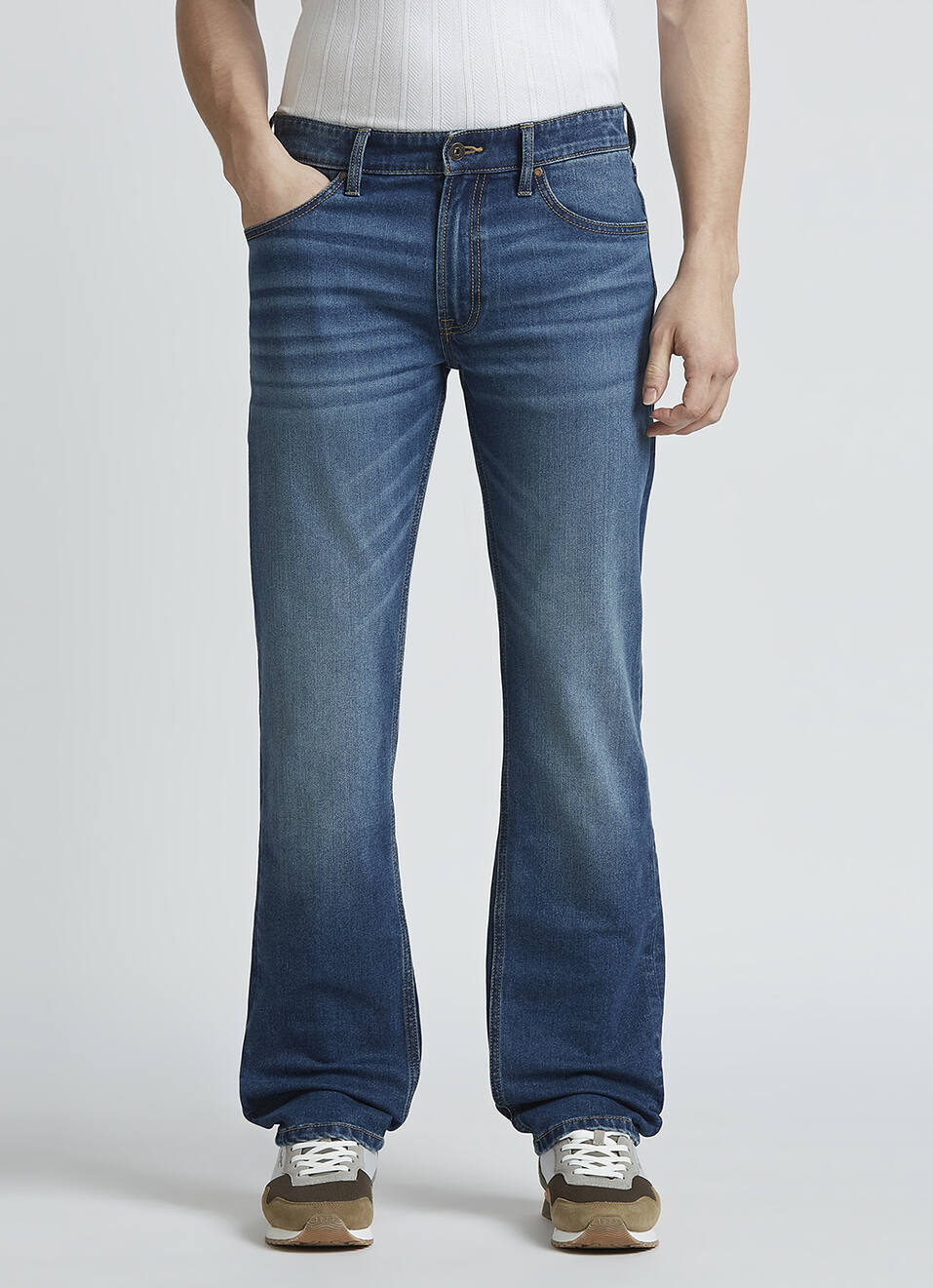 Holborne Blue Mid Rise Straight Jeans, , large image number 2