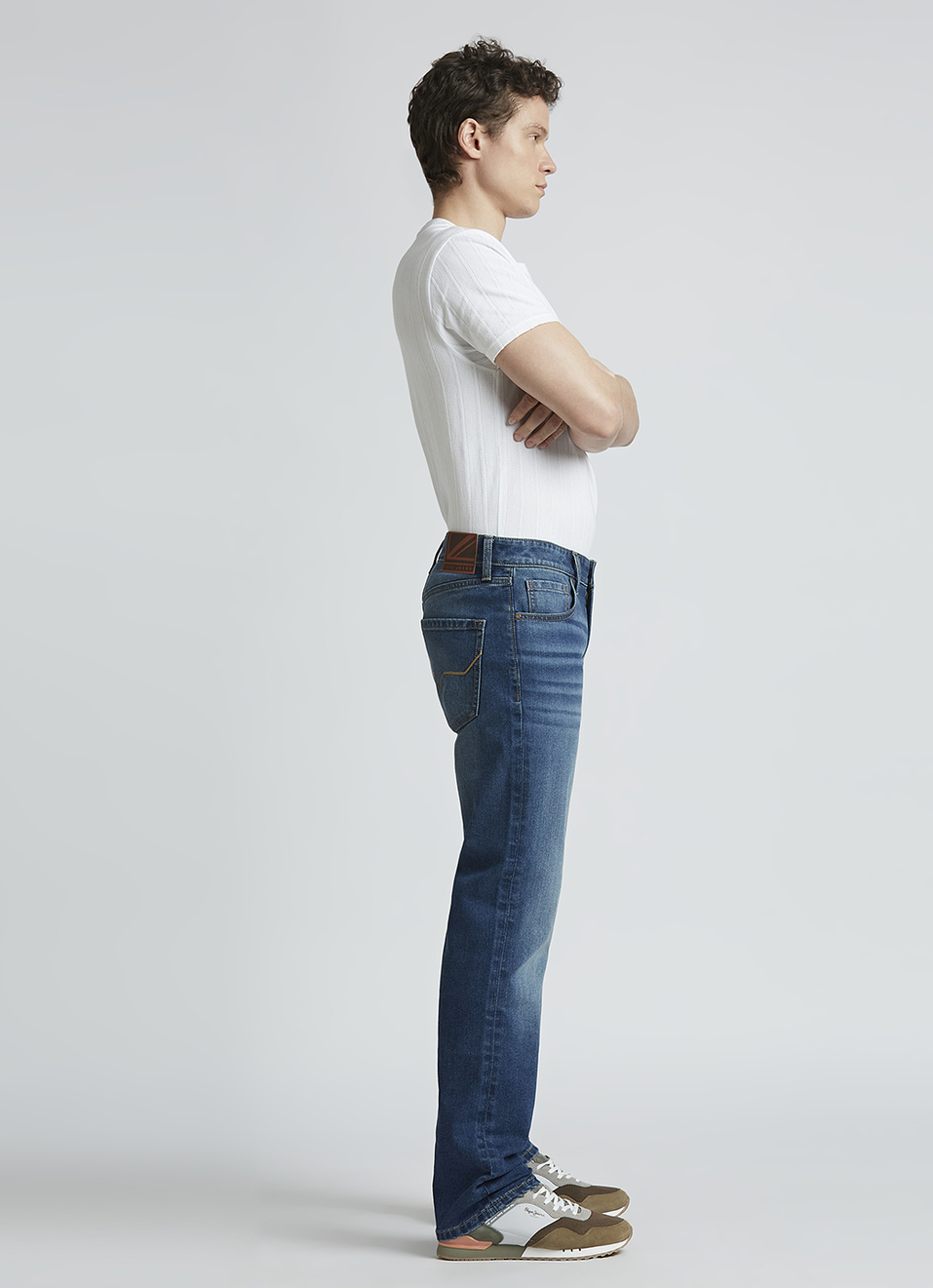 Holborne Blue Mid Rise Straight Jeans, , large image number 6