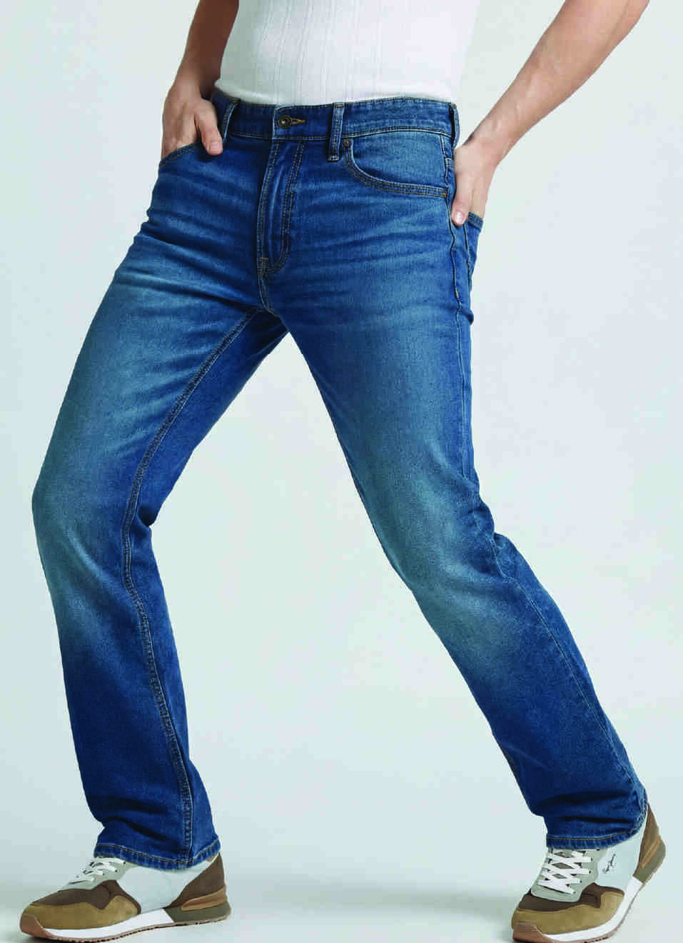 Holborne Blue Mid Rise Straight Jeans, , large image number 0