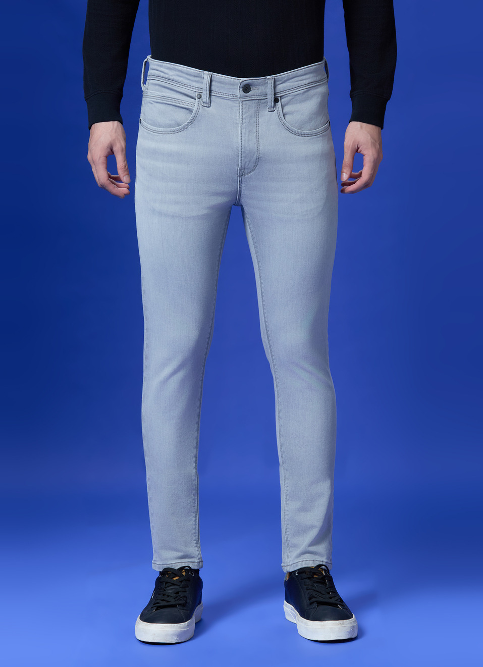 Chinox Grey Mid Rise Tapered Gymindigo Jeans, , large image number 1