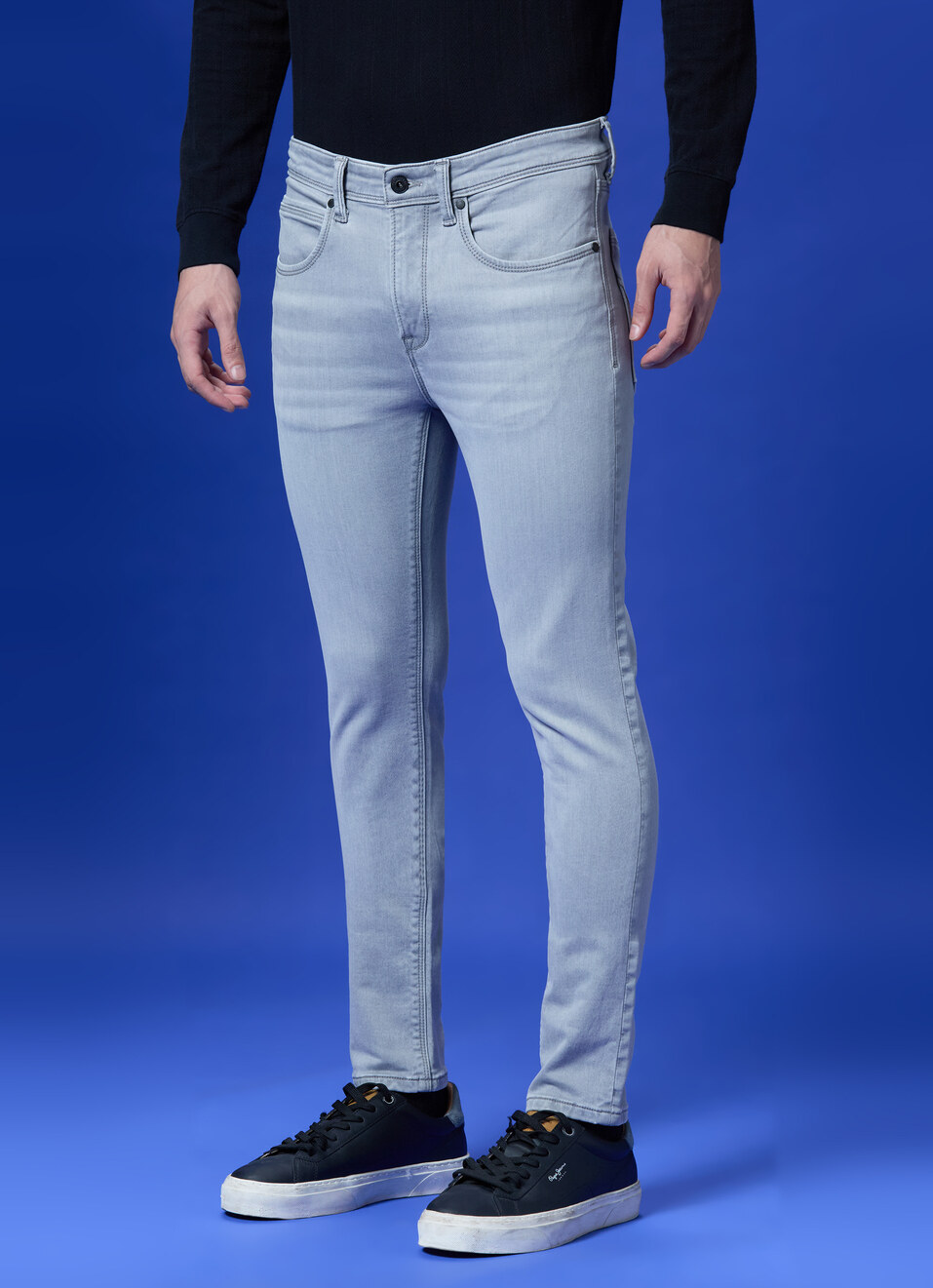 Chinox Grey Mid Rise Tapered Gymindigo Jeans, , large image number 3