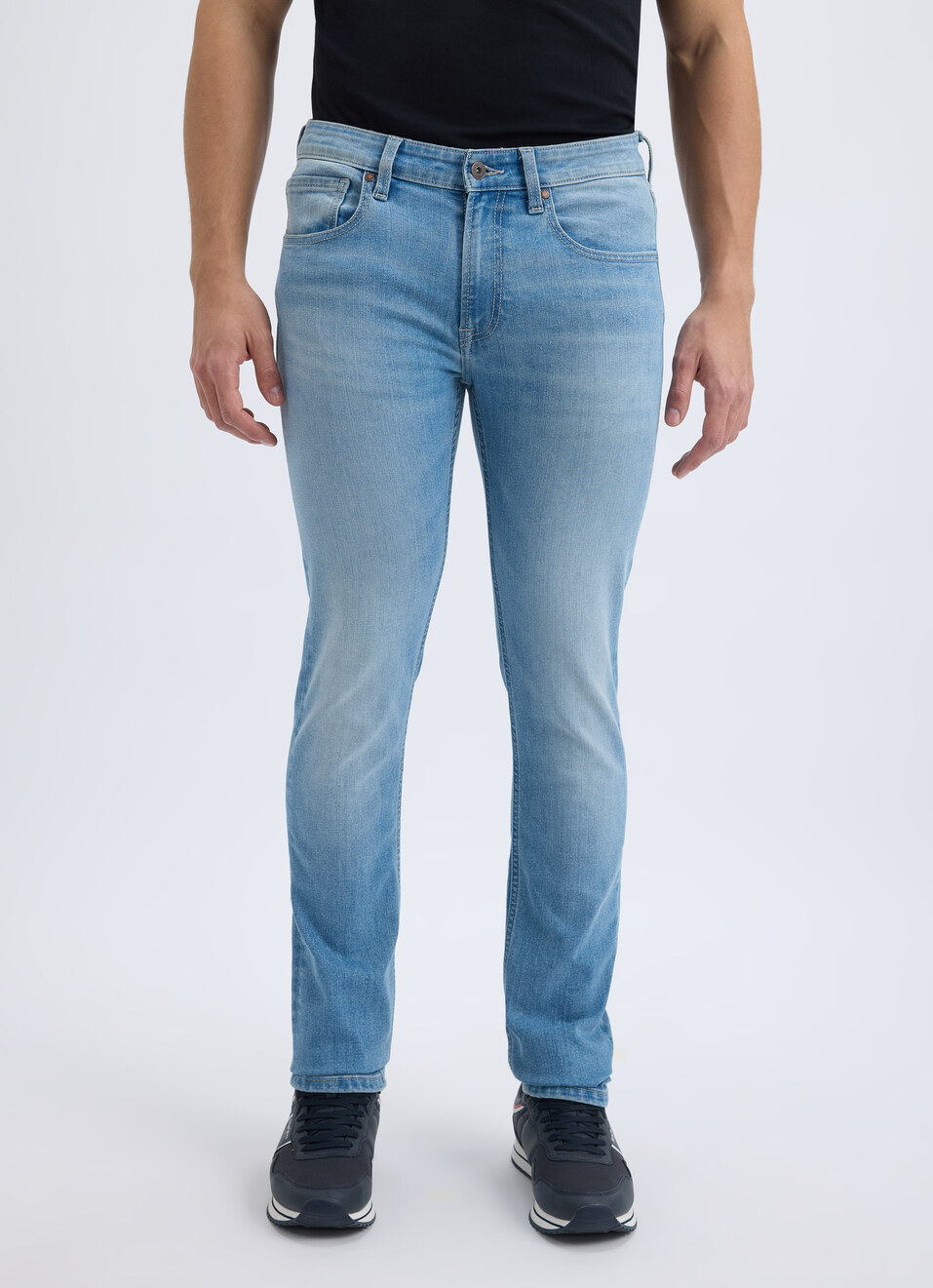 Men Light Blue Mid Rise Slim Jeans, , large image number 1