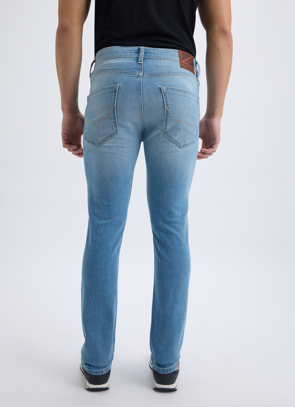 Men Light Blue Mid Rise Slim Jeans, , large image number 2