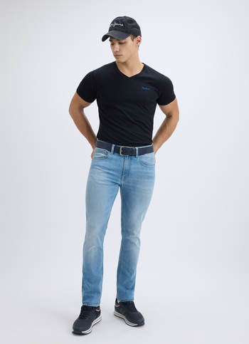 Men Light Blue Mid Rise Slim Jeans