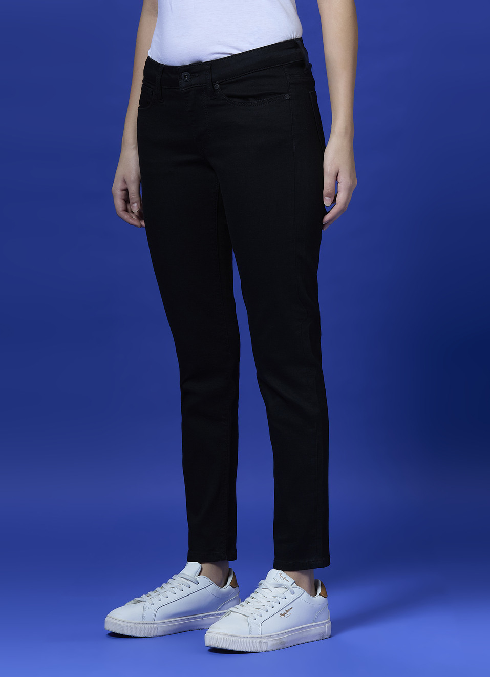 Women Black Mid Waist Skinny Jeans, , large image number 3