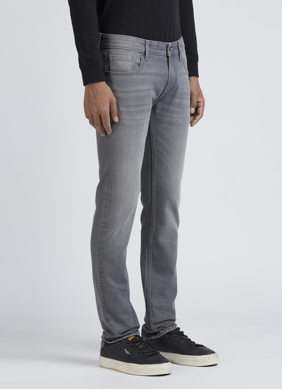 Vapour Grey Mid Waist Jeans, , large image number 3