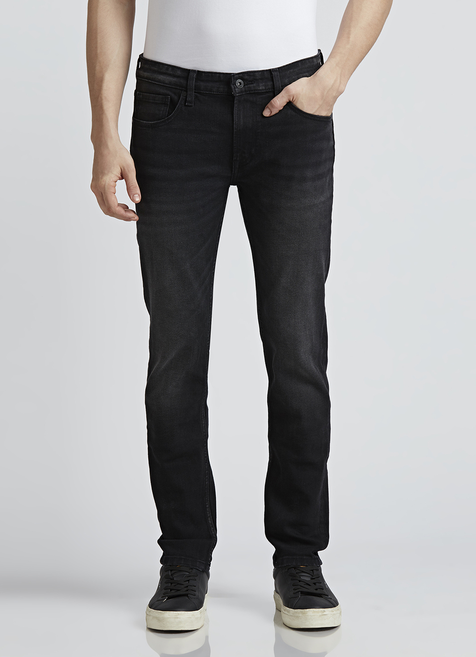 Danial Black Low Waist Tapered Jeans, , large image number 2