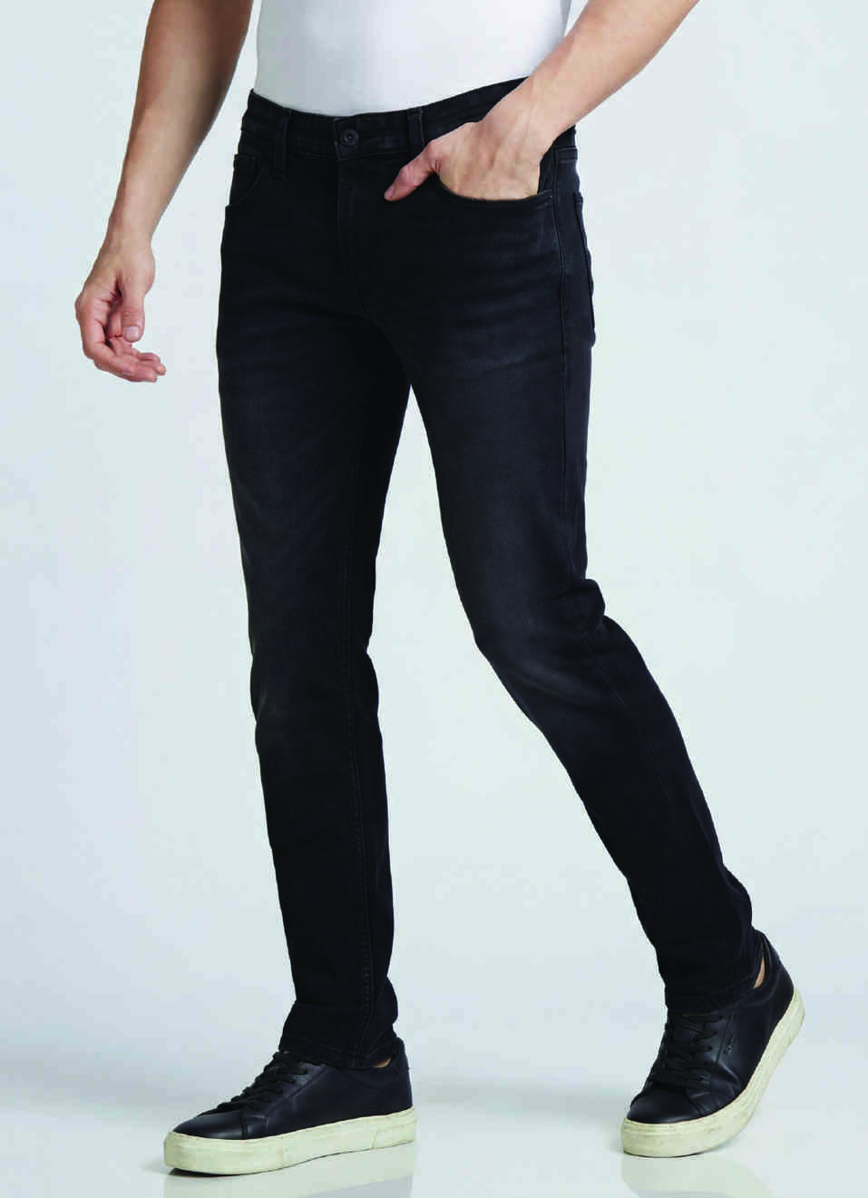 Danial Black Low Waist Tapered Jeans, , large image number 0