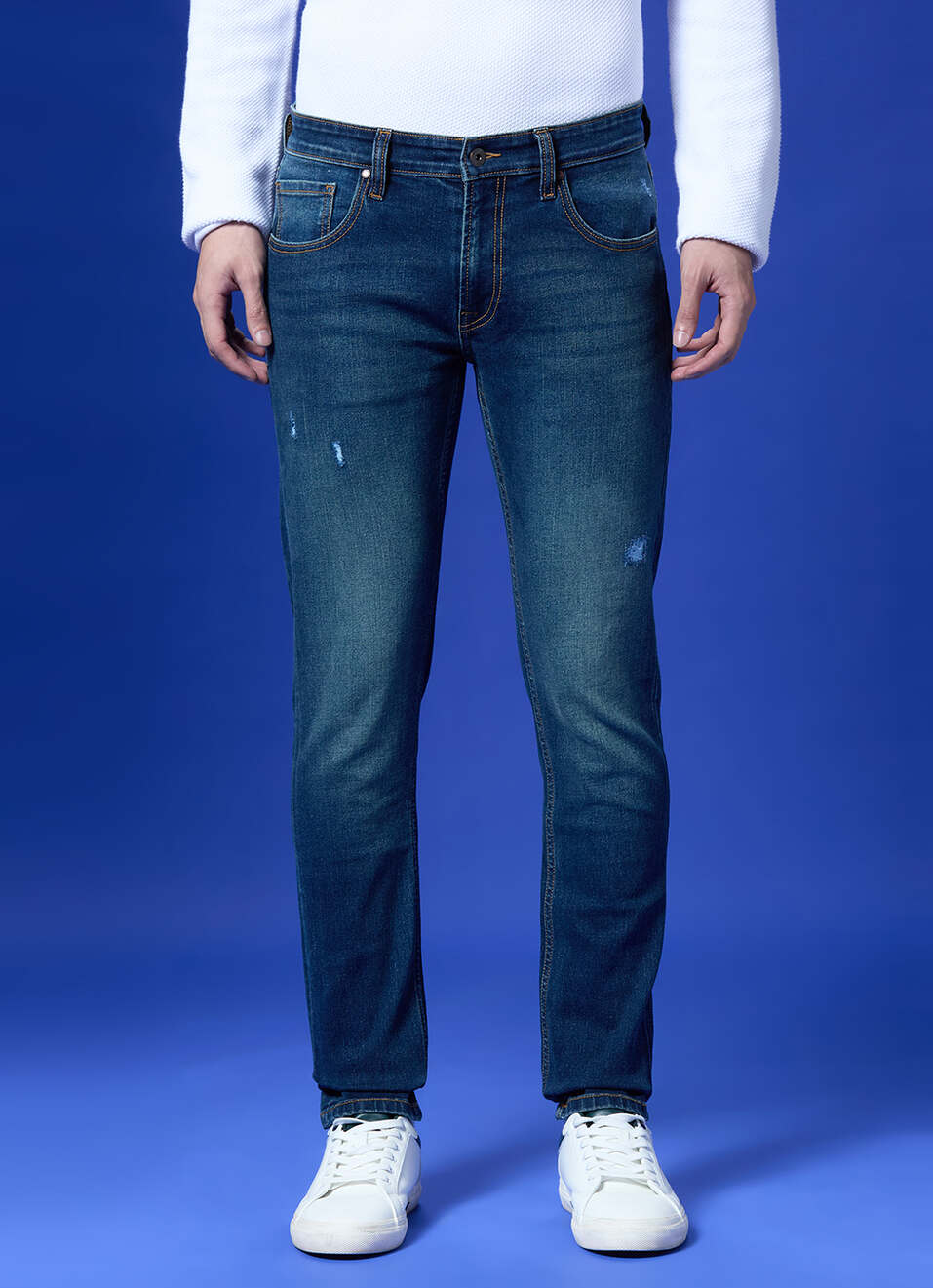 Danial Blue Low Rise Tapered Jeans, , large image number 2
