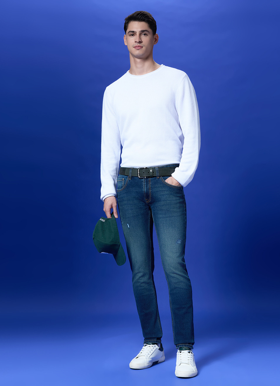 Danial Blue Low Rise Tapered Jeans, , large image number 3