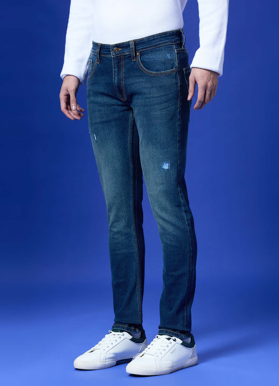 Danial Blue Low Rise Tapered Jeans, , large image number 0