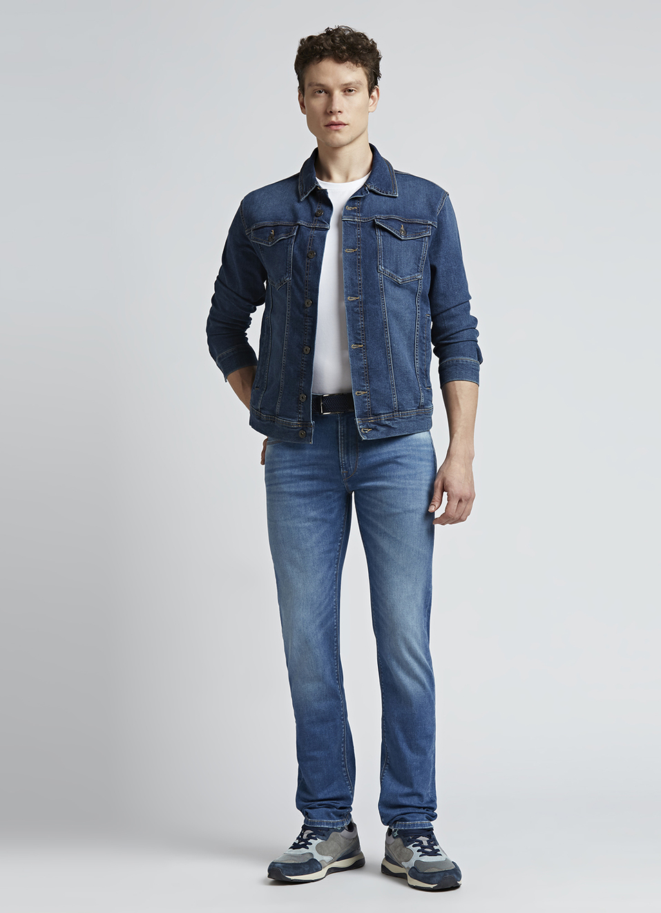 Vapour Blue Mid Rise Powerflex Jeans, , large image number 1